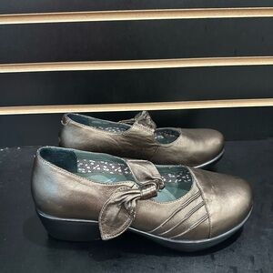 Dansko Metallic Bronze Mary Jane Flats with Knot Strap